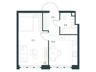 Планировка однокомнатной(квартира) площадью 35.2 квадратных метров в ЖК “ЖК Level Южнопортовая”