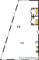 Планировка двухкомнатной(квартира) площадью 98 квадратных метров в “Квартал Foriver”