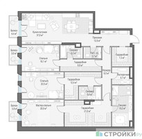 Планировка трехкомнатной(квартира) площадью 207.3 квадратных метров в “ЖК Обыденский №1”