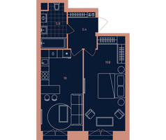 Планировка двухкомнатной(квартира) площадью 49 квадратных метров в “ЖК Era (Эра)”