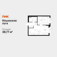 Планировка однокомнатной(квартира) площадью 38.77 квадратных метров в “ЖК Ильинские луга”