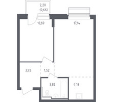 Планировка однокомнатной(квартира) площадью 41.93 квадратных метров в “ЖК Рублевский Квартал”