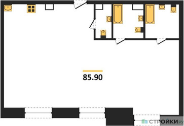 Планировка двухкомнатной(квартира) площадью 85.9 квадратных метров в ЖК “ЖК Luzhniki Collection (Коллекция Лужники)”