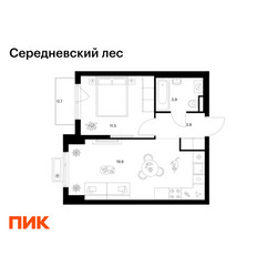 Планировка однокомнатной(квартира) площадью 39.8 квадратных метров в ЖК “ЖК Середневский лес”