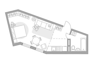 Планировка студии(квартира) площадью 32 квадратных метров в “ЖК Аникеевский”