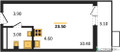 Планировка студии(квартира) площадью 23.5 квадратных метров в “ЖК Скандинавия”