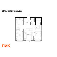 Планировка двухкомнатной(квартира) площадью 56.84 квадратных метров в “ЖК Ильинские луга”