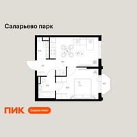 Планировка однокомнатной(квартира) площадью 37 квадратных метров в “ЖК Саларьево парк”