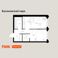 Планировка однокомнатной(квартира) площадью 39.8 квадратных метров в “ЖК Бусиновский парк”
