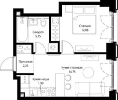 Планировка однокомнатной(квартира) площадью 36.2 квадратных метров в “ЖК Сити Бэй”