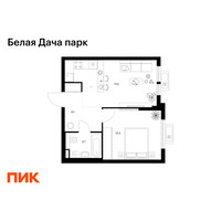 Планировка однокомнатной(квартира) площадью 40.6 квадратных метров в “ЖК Белая Дача парк”