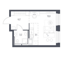 Планировка студии(квартира) площадью 25 квадратных метров в “ЖК Мытищи Парк”