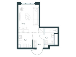 Планировка студии(квартира) площадью 28.5 квадратных метров в “ЖК Левел Южнопортовая”