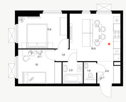 Планировка двухкомнатной(квартира) площадью 47.9 квадратных метров в “Ярославский квартал”