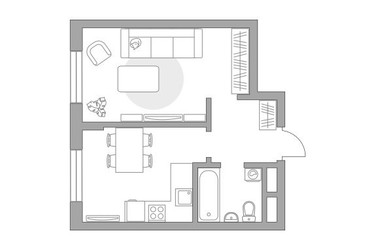 Планировка однокомнатной(квартира) площадью 36.67 квадратных метров в ЖК “ЖК Живописный”