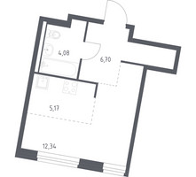 Планировка студии(квартира) площадью 28.29 квадратных метров в “ЖК Квартал Западный”