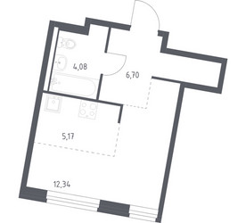 Планировка студии(квартира) площадью 28.29 квадратных метров в ЖК “ЖК Квартал Западный”