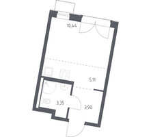 Планировка студии(квартира) площадью 22.8 квадратных метров в “ЖК Квартал Западный”