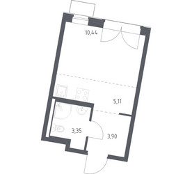 Планировка студии(квартира) площадью 22.8 квадратных метров в ЖК “ЖК Квартал Западный”