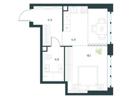 Планировка однокомнатной(квартира) площадью 35.6 квадратных метров в “ЖК Level Южнопортовая”