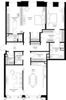 Планировка двухкомнатной(квартира) площадью 154.7 квадратных метров в “ЖК Климашкина 7/11”