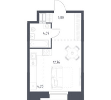 Планировка студии(апартаменты) площадью 26.85 квадратных метров в “ЖК Апарт-отель Тропарево парк”