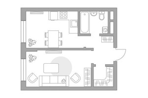 Планировка однокомнатной(квартира) площадью 36.67 квадратных метров в “ЖК Живописный”