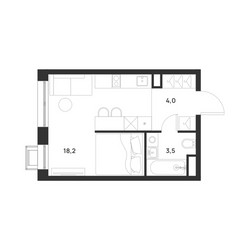 Планировка студии(квартира) площадью 25.7 квадратных метров в ЖК “ЖК Форевиль”