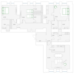 Планировка трехкомнатной(квартира) площадью 217.6 квадратных метров в ЖК “ЖК Клубный дом Duo (Дуо)”