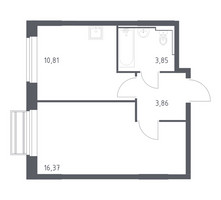 Планировка однокомнатной(квартира) площадью 34.89 квадратных метров в “ЖК Рублевский Квартал”