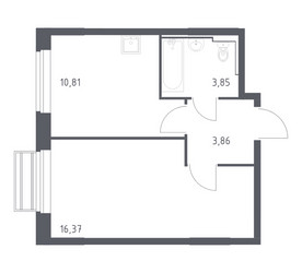 Планировка однокомнатной(квартира) площадью 34.89 квадратных метров в ЖК “ЖК Рублевский Квартал”