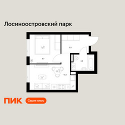 Планировка однокомнатной(квартира) площадью 32.2 квадратных метров в ЖК “ЖК Лосиноостровский парк”