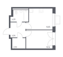 Планировка однокомнатной(квартира) площадью 32.87 квадратных метров в “ЖК Квартал Западный”