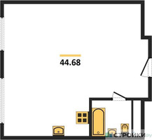 Планировка двухкомнатной(квартира) площадью 44.68 квадратных метров в “ЖК Октябрьская 98 (MirrorЗдание)”