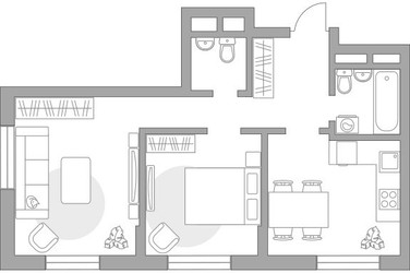 Планировка двухкомнатной(квартира) площадью 51.71 квадратных метров в ЖК “ЖК Живописный”