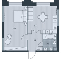 Планировка двухкомнатной(квартира) площадью 48.1 квадратных метров в “ЖК Ever (Эвер)”