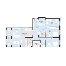 Планировка трехкомнатной(квартира) площадью 171.3 квадратных метров в ЖК “Клубный квартал Садовническая 69”