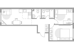 Планировка трехкомнатной(квартира) площадью 58.37 квадратных метров в “ЖК BeLuck Коломенское”