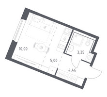 Планировка студии(квартира) площадью 22.81 квадратных метров в “ЖК Квартал Западный”