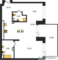 Планировка двухкомнатной(квартира) площадью 83.2 квадратных метров в “ЖК Первый квартал”