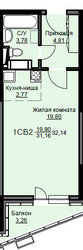 Планировка студии(квартира) площадью 32.5 квадратных метров в ЖК “ЖК Соболевка”
