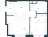 Планировка двухкомнатной(квартира) площадью 42.1 квадратных метров в “ЖК Левел Мичуринский”