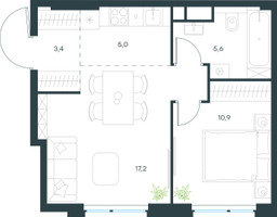 Планировка двухкомнатной(квартира) площадью 42.1 квадратных метров в “ЖК Левел Мичуринский”