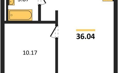 Планировка однокомнатной(квартира) площадью 36.04 квадратных метров в ЖК “ЖК Молжаниново”