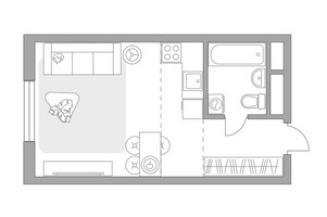 Планировка студии(квартира) площадью 28.17 квадратных метров в “ЖК Императорские Мытищи”