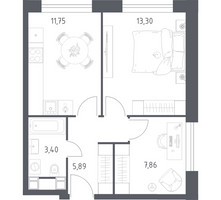 Планировка двухкомнатной(апартаменты) площадью 42.2 квадратных метров в “ЖК Пятницкое 58 (Перец)”