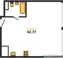 Планировка двухкомнатной(квартира) площадью 42.77 квадратных метров в “ЖК Октябрьская 98 (MirrorЗдание)”