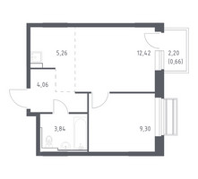 Планировка однокомнатной(квартира) площадью 35.54 квадратных метров в “ЖК Рублевский Квартал”