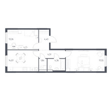 Планировка двухкомнатной(квартира) площадью 60.02 квадратных метров в “ЖК Горки Парк”