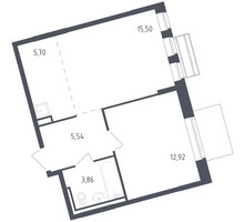 Планировка однокомнатной(квартира) площадью 43.2 квадратных метров в “ЖК Рублевский Квартал”